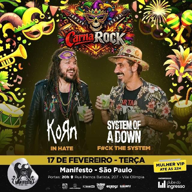 Carnarock - Covers: System Of a Down - Korn em São Paulo